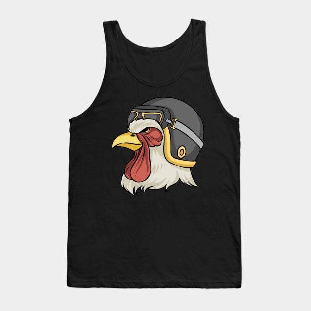 Chicken Wearing Helmet And Goggles Chickens Hens Tank Top by fromherotozero